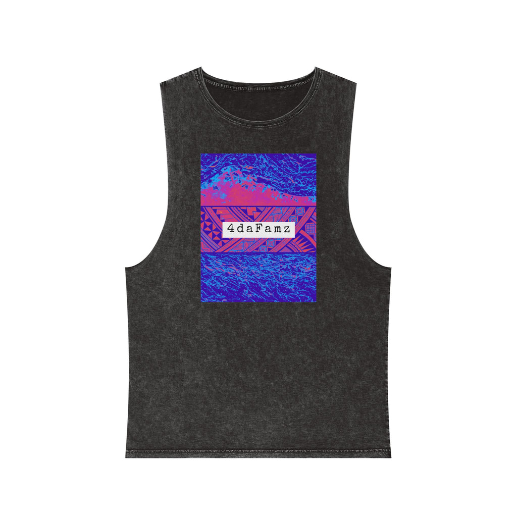 4daFamz Unisex Stonewash Tank Top with Vibrant Graphic, Casual Summer Wear, Beach Essential, Unique Gift, Festival Outfit