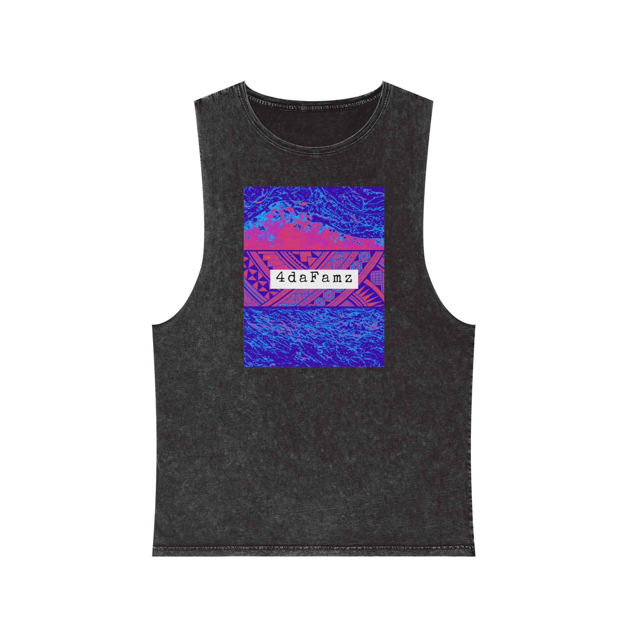 4daFamz Unisex Stonewash Tank Top with Vibrant Graphic, Casual Summer Wear, Beach Essential, Unique Gift, Festival Outfit