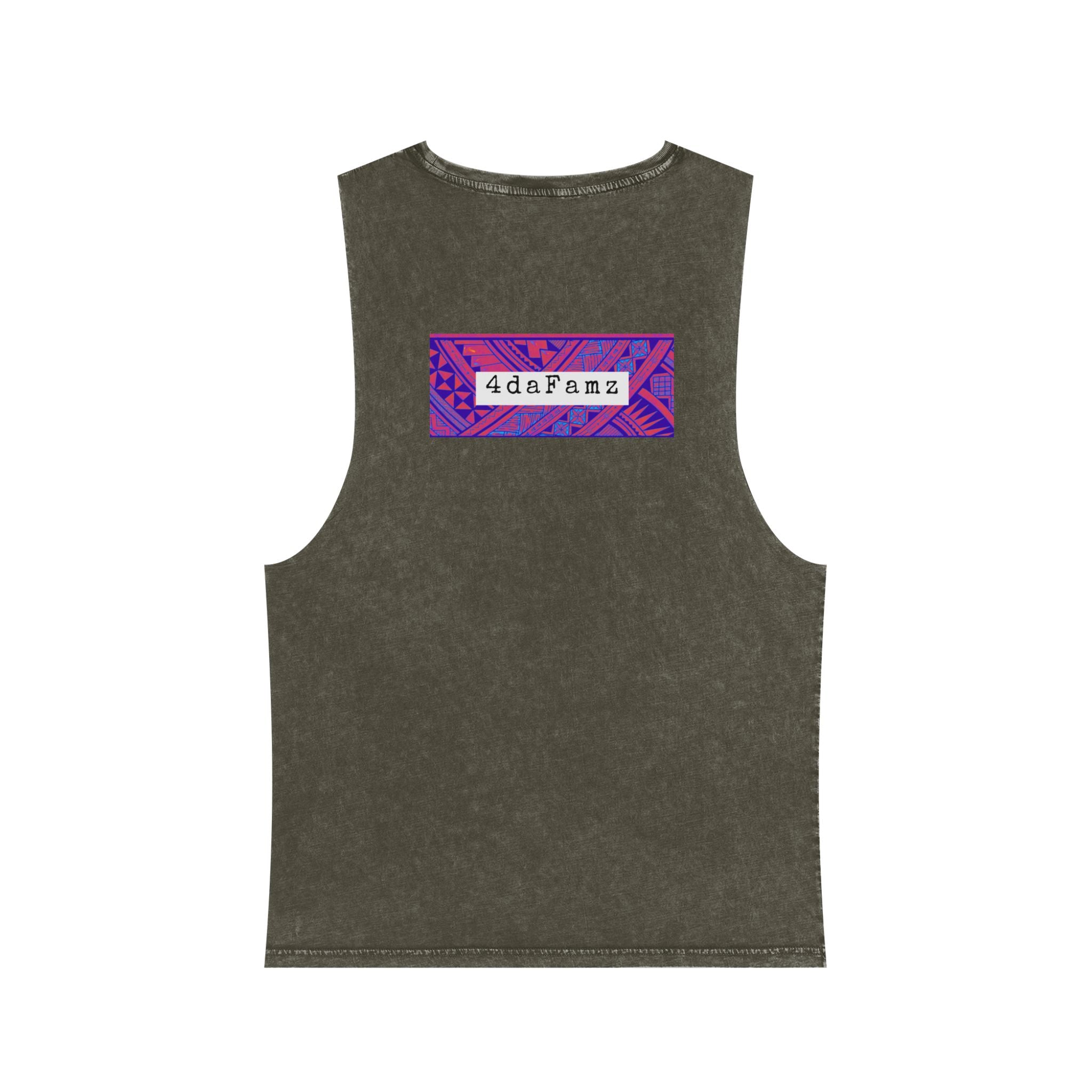 4daFamz Unisex Stonewash Tank Top with Vibrant Graphic, Casual Summer Wear, Beach Essential, Unique Gift, Festival Outfit