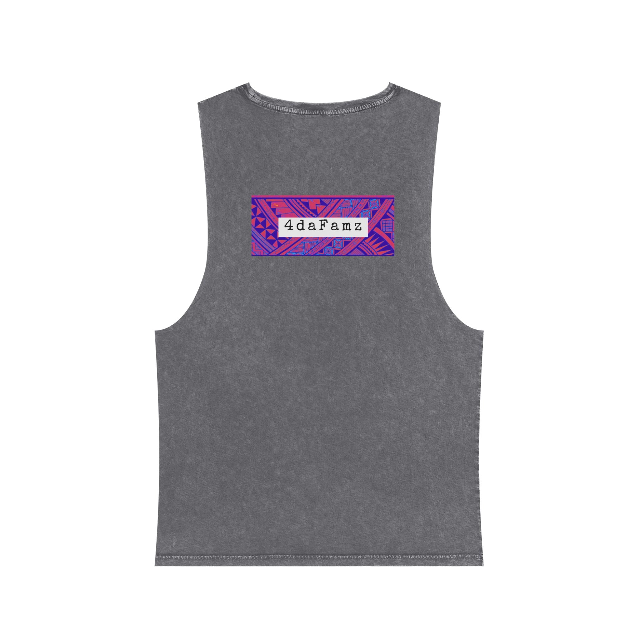 4daFamz Unisex Stonewash Tank Top with Vibrant Graphic, Casual Summer Wear, Beach Essential, Unique Gift, Festival Outfit